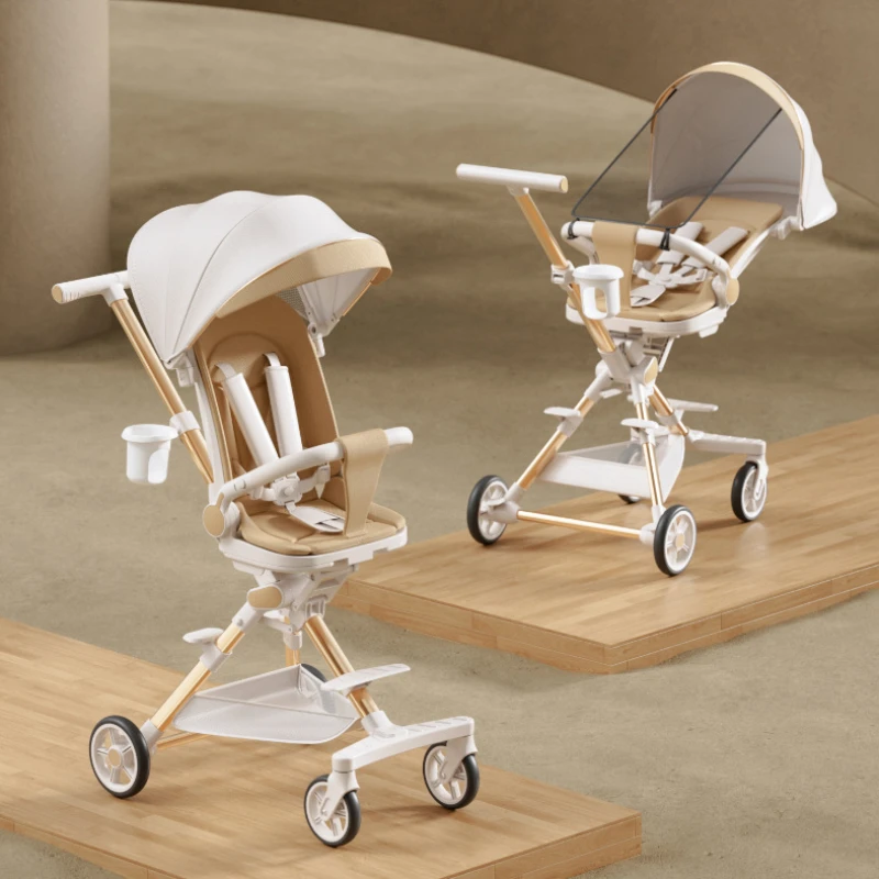 Lightweight Baby Stroller Can Sit and Lie Down One-touch Folding High Landscape Cart Two-way Baby Carriage