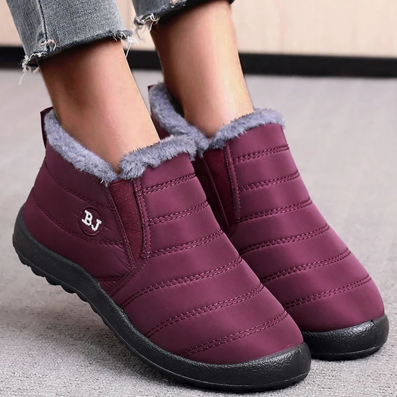 Women's Fashion Slip-On Platform Ankle Boots - Waterproof Casual Winter Footwear
