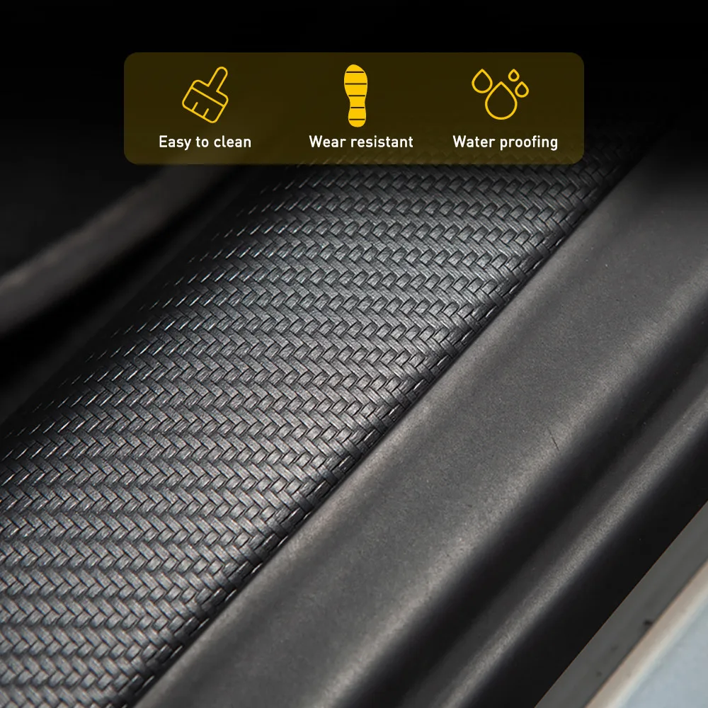 4pcs For Tesla Model 3 Protective Interior Sticker Car Styling Pu Leather  Carbon Fiber Style Door Sill Strip Scuff Plate - Automotive Interior  Stickers - AliExpress