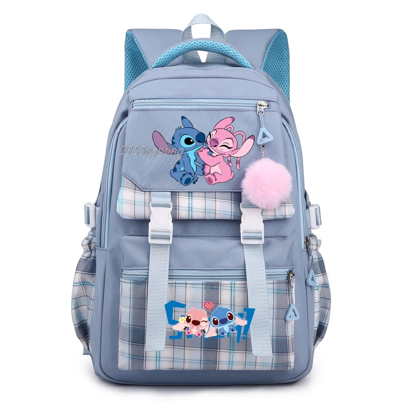 Plaid Stitch School Bags Students School Bag Lightweight Cartoon Bookbag Laptop Travel Rucksack Outdoor Bags