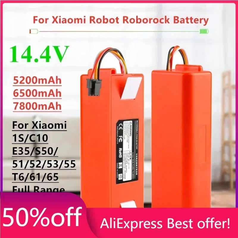 

Robotic Vacuum cleaner Replacement Battery for Xiaomi Robot Roborock S50 S51 S55 Accessory Spare Parts li-ion battery 9800mAh