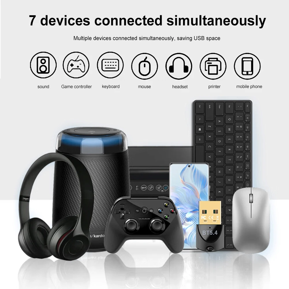 PC 컴퓨터 무선 스피커용 USB 블루투스 5.4 어댑터, 송신기 리시버 드라이버, 무료 무선 BT 5.4 동글 어댑터