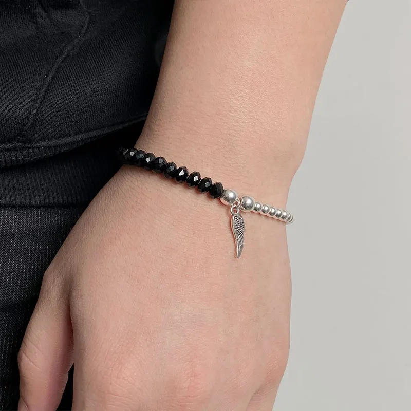 Natural Stone Rose Quartzs Gray Wings Charm Bracelet Mini Stone Beads Bracelets For Women Men Bangles Jewelry Gifts fashion bracelet fashion jewelry