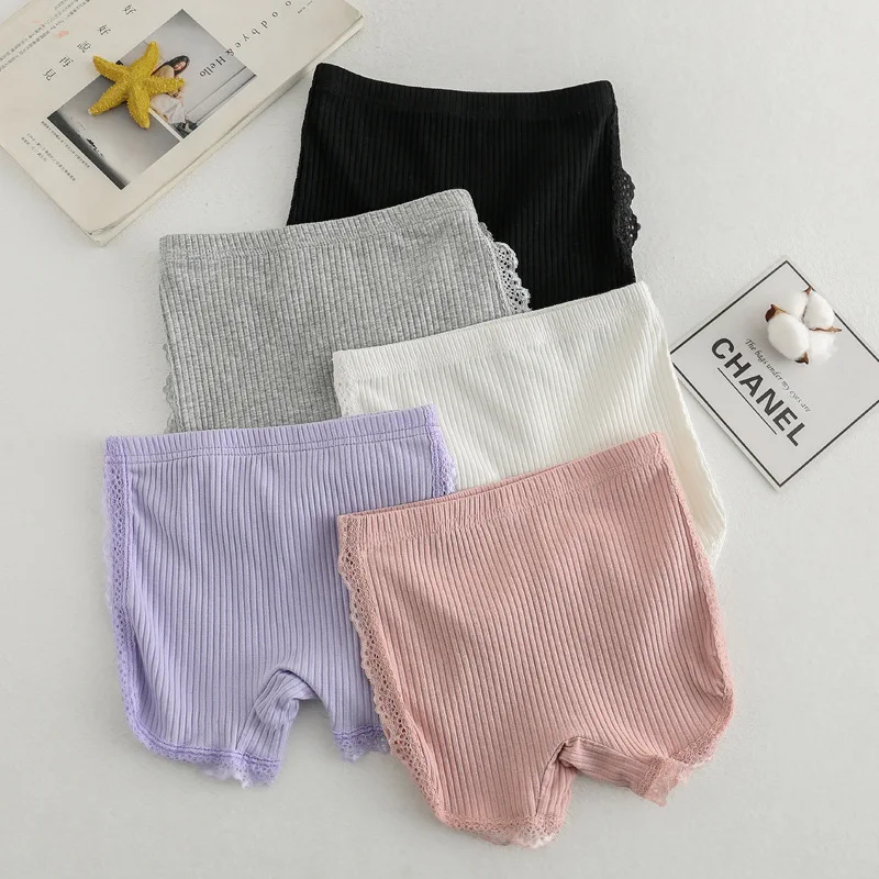 

Children Cotton Cute Girls Short Safety Pants Solid color Hollow Out Lace Kids Short Pants Underwear Boxer Short 3-9 Years Old