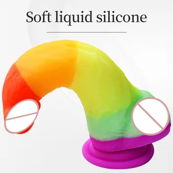 Rainbow Realistic Dildo Sex Toys For Women Masturbators Strap On Penis Toys For Adults 18 Sex Shop 4