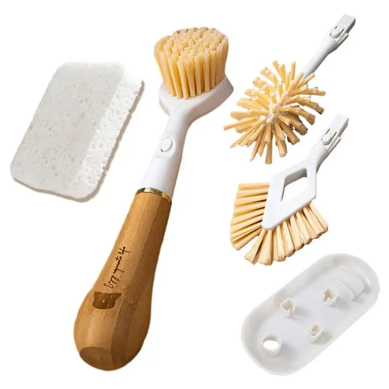 

Щетка для посуды, щетка для чистки кастрюль с 3 насадками, щетка для чистки кастрюль, щетка для сковородок, скребок для посуды, щетка для чистки посуды в домашних условиях