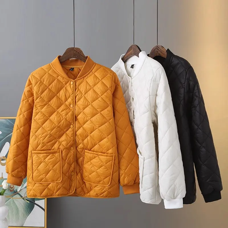 

Женская Стеганая куртка, осень 2023, Повседневная Свободная однобортная хлопковая куртка с воротником-стойкой, Корейская женская одежда Z3090