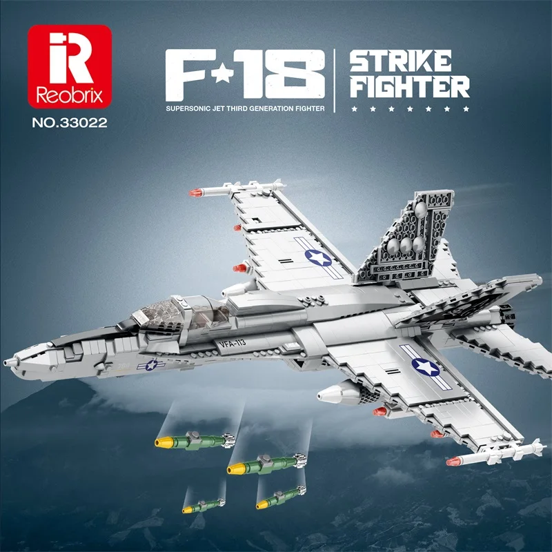 

1387PCS USA F-18 Strike Fighter Building Blocks Classic Air Force Aircraft Model Bricks Education Toys Children Holiday Gifts