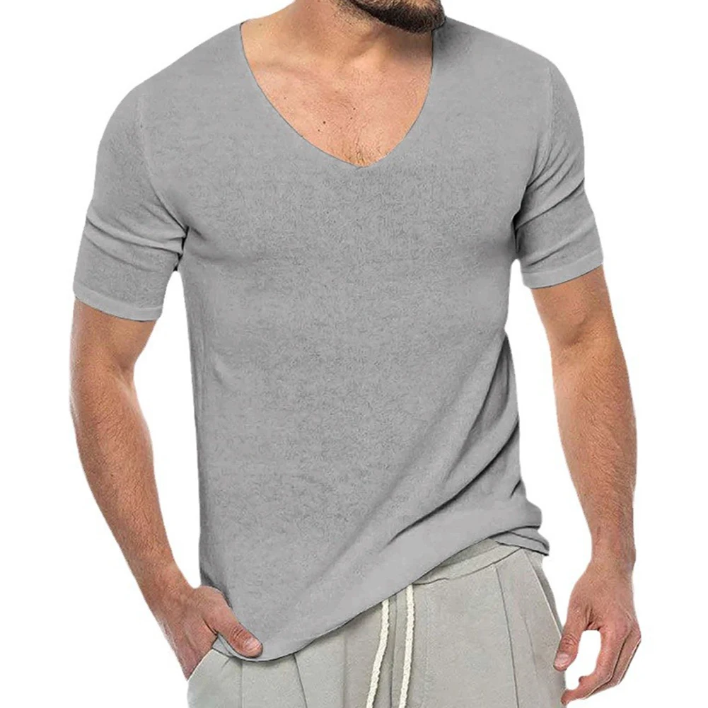 

Commuting Mens T-shirt Top Muscle Quick-drying Regular Short Sleeve Skin-friendly Slim Fit Solid Color Summer Tee