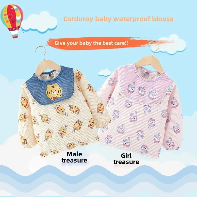 Children's Feeding Apron Boys' Waterproof Dirty Proof Baby Bibs Eating Coveralls Protect Clothes for Kids Mealtime