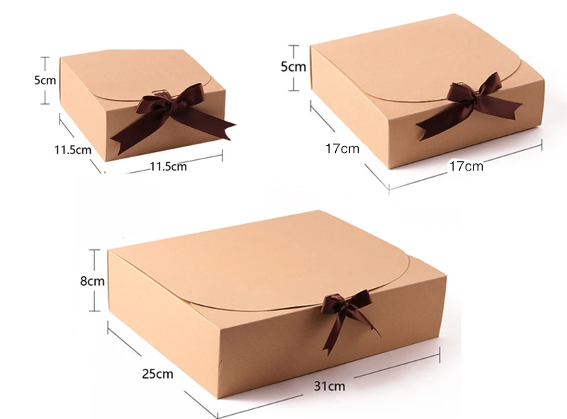 5pcs/10pcs Black Gift Boxes Small Packaging Box with Bow and Ribbon, Blank Kraft Paper ... - SKU PBBR1730 - UGI Packaging