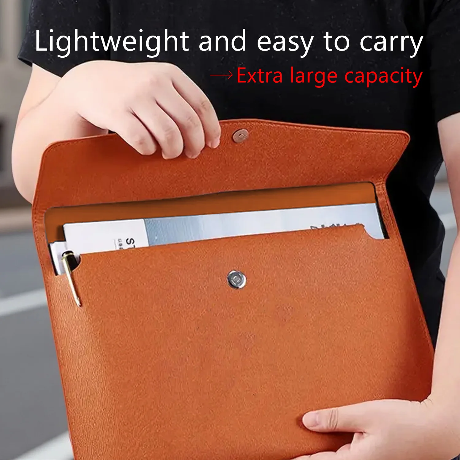 Personalized Leather A4 File Bag - Waterproof & Durable Folder for Business, Office, and School
