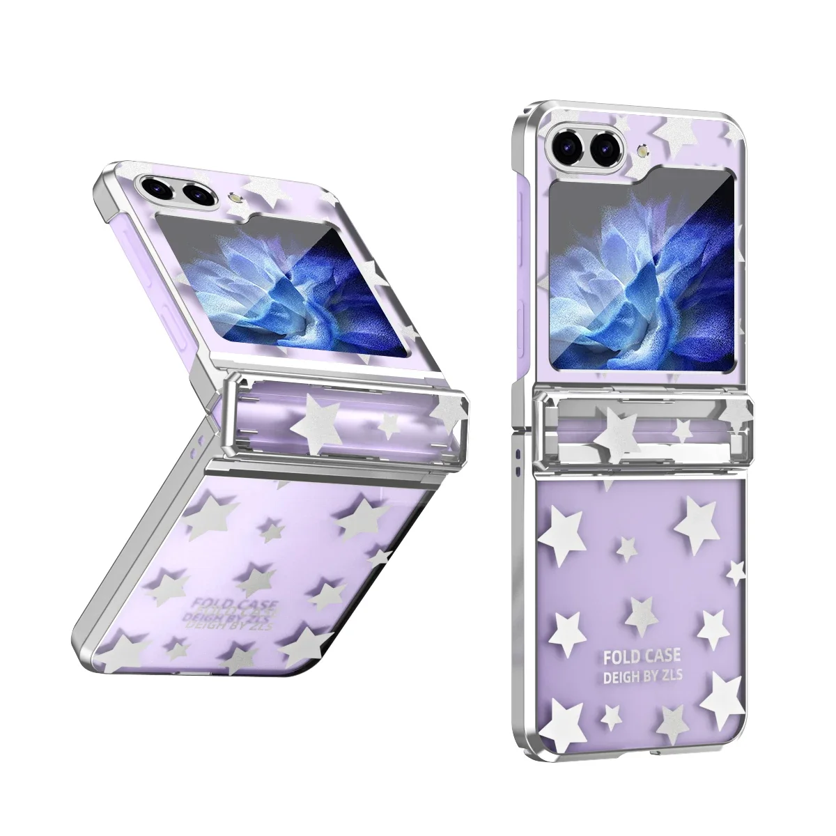 Luksus elektrobelagt Stars Pattern Surface Phone Case for Samsung Galaxy Z Flip 6 5 4 3 5G PC Støtsikkert hengselbeskyttelsesdeksel_voghion.com