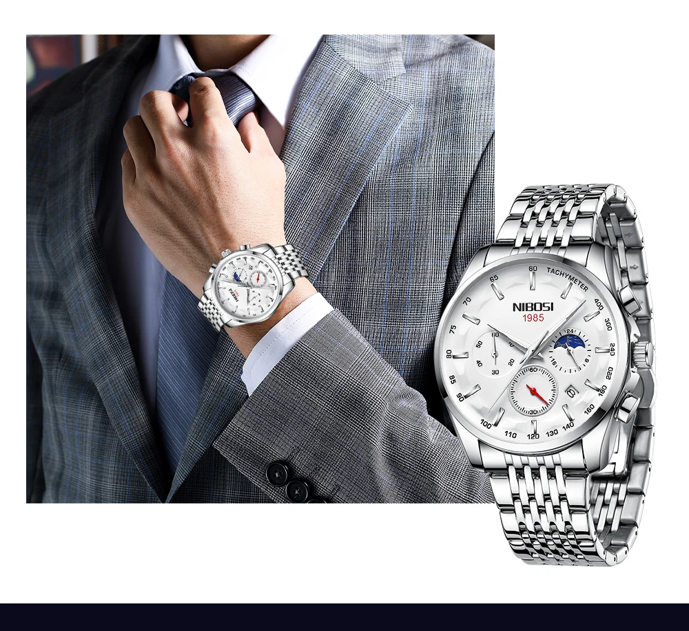 NIBOSI 2022 Relogio Masculino Fashion Brand Luxury Mens Watches Stainless Steel Waterproof Sports Quartz Men Watch For Gift Box