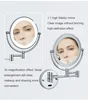 Induction bathroom makeup mirror black/brushed gold brass wall mounted extension folding double-sided LED light mirror bathroom 5