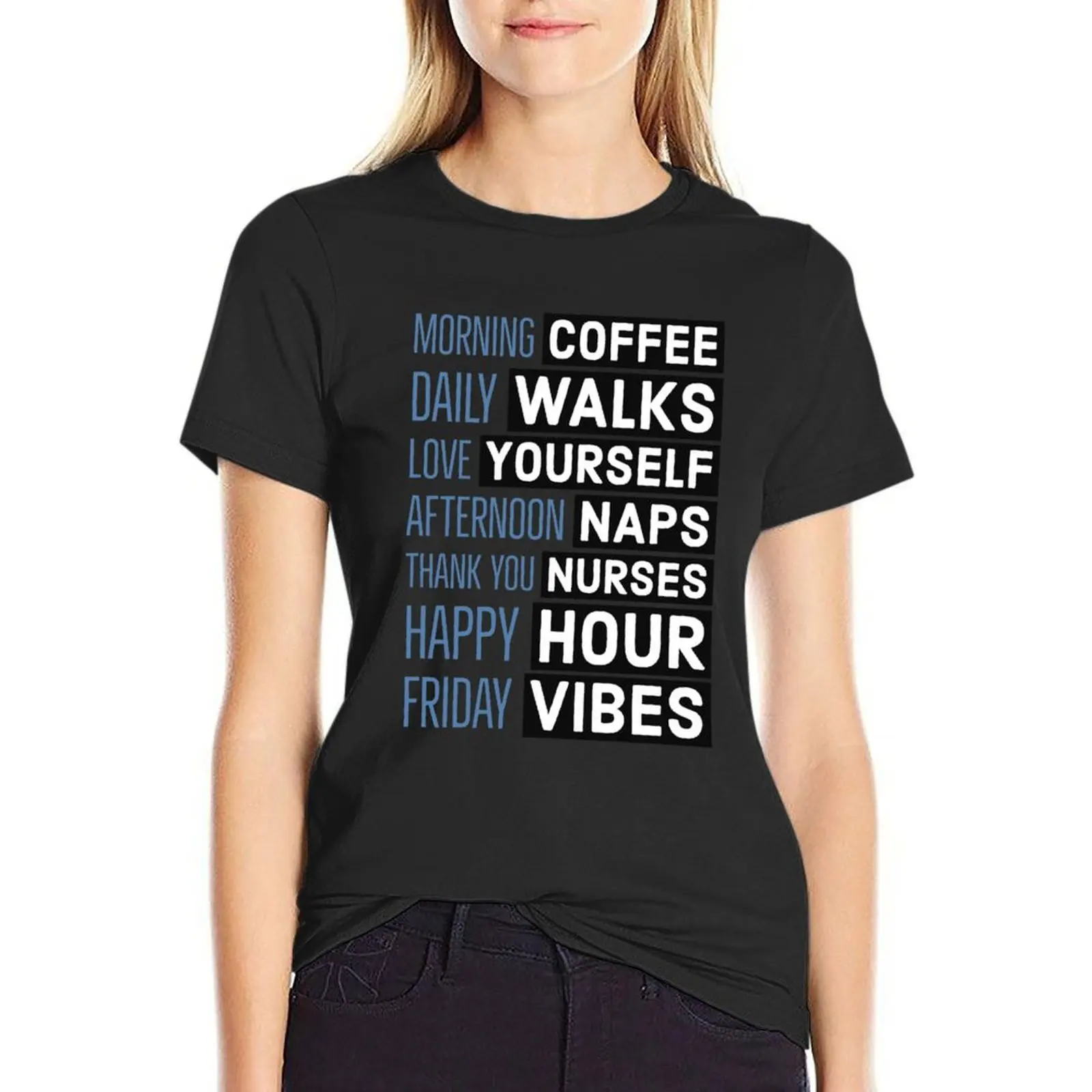 Morning coffee daily walks love yourself T-Shirt summer clothes hippie clothes woman t shirt
