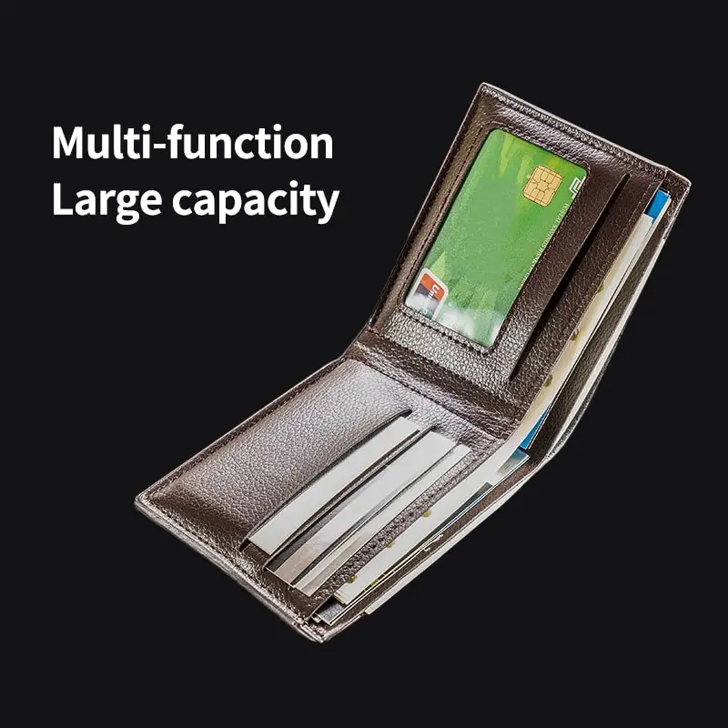 Men Short Soft Leather Wallet PU Leather Young Male Student Wallet Multi Card Position Male Driver License Cover