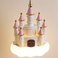 Lustres de château de chambre de princesse, lampes de chevet de chambre de fille mignonne, chambre de bébé de dessin animé moderne, lustre de château rose pour enfants 6