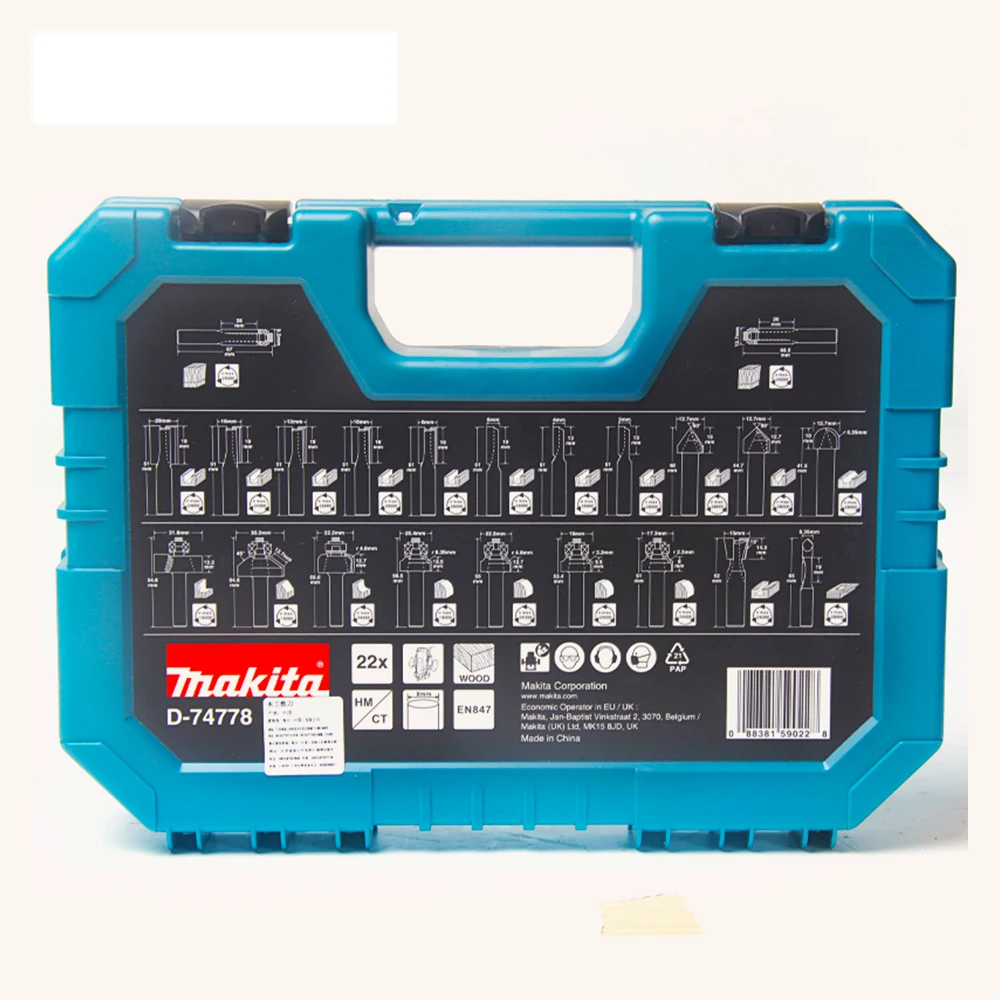 

Набор фрез для деревообработки Makita, комплект резцов для обработки кромок, шлицевых фасок, ласточкин хвост, фурнитура для деревообработки, запчасти
