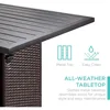 Wicker Dining Table Set of 5, W/Built-in Bottle Opener, Hidden Storage Shelf, Metal Tabletop, 4 Stools, Outside Dining Table Set 4