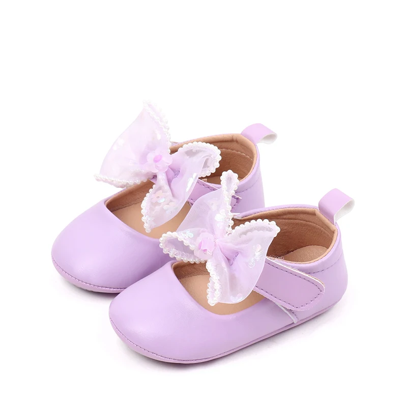 0-18Months Infant Newborn Baby Girls Mary Jane Shoes Princess Moccasins Cute Bow Soft Non-Slip Infant Baby First Walking Shoes