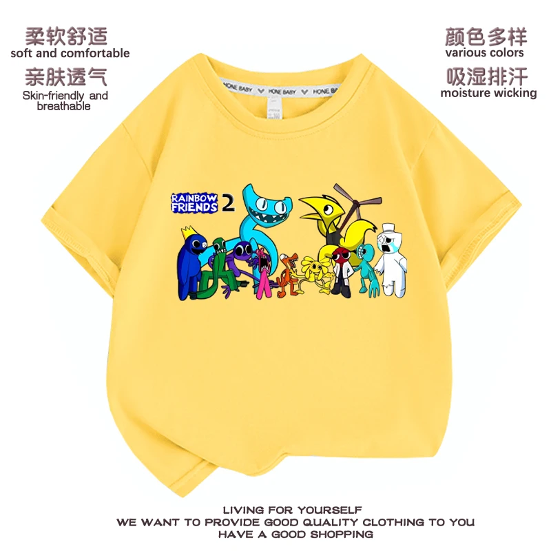 

Rainbowd Friends Chapter2 Yellow Blue Game T-shirt Boys/girls Cartoon Funny Pure Tee Round Neck Short Sleeve Summer Kids Clothes
