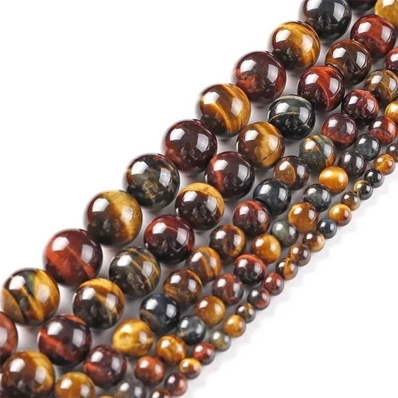 

Natural Stone Multicolor Tiger's Eye Beads for Jewelry Making DIY Charm Bracelet 4 6 8 10mm