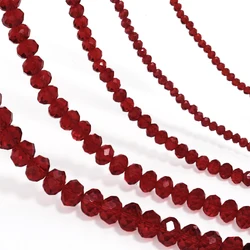 Round Faceted Colorful Glass Beads for Jewelry Making and DIY Projects (Deep Red)