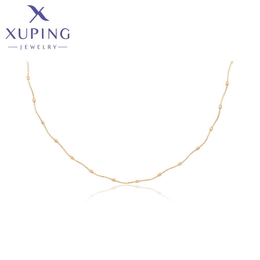 Xuping Schmuck Neue Ankunft Elliptische Perlen 43 cm Gold Farbe Choker Halsketten für Frauen Exquisite Geschenk X 001019834