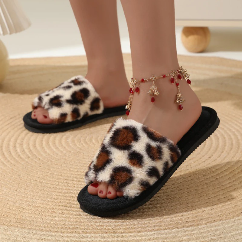 Fashion Women Slippers Cotton Plush Warm Female Light EVA Flat Bottom Non-slip Comfortable Slides Winter Autumn House Shoes