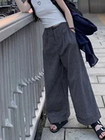 High Waist Loose Fit Striped Casual Pants Spring 2025 plus Size Women's Faion Retro Sle Long Cotton Trousers