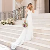 Customized A Line Wedding Dresses Long Sleeves Appliques Tulle Bridal Gowns Court Train Formal Vestido De Noiva robe mariage 2