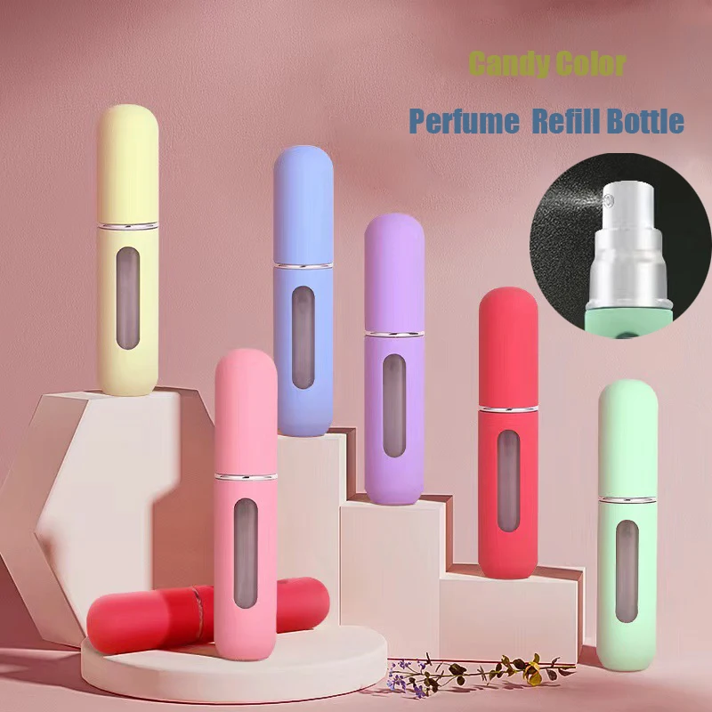 Candy Color Mini Travel Portable Bottom Filling bottiglia di profumo Liquid Sub-imbottigliamento Fine Mist Spray barattolo riutilizzabile cosmetico vuoto