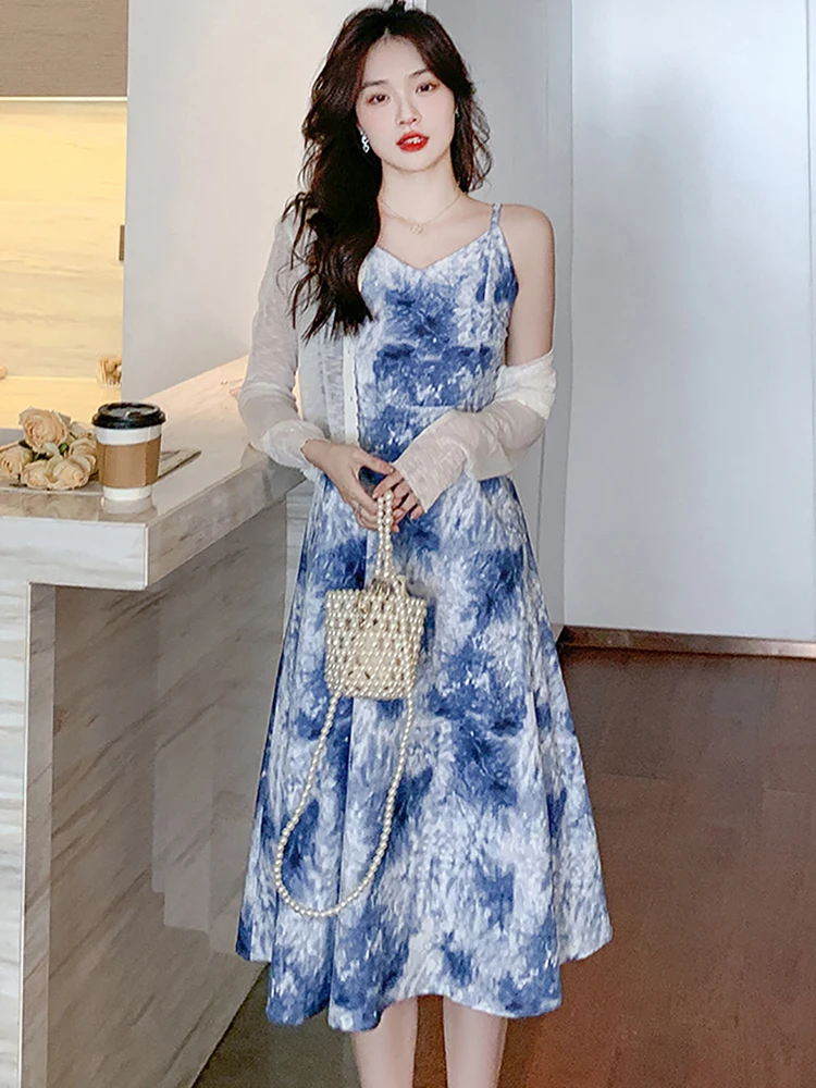 ☆韓国の人気☆Salon de Yohn☆Midi Shirring Blue Dress☆ 2ey74__light-denim_0__46309.