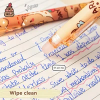 Стираемые ручки Capybara, 6 шт., многоразовая гелевая ручка с чернилами, без размазывания, школьные принадлежности с милыми животными для студентов, офисные канцелярские принадлежности, подарки — изображение 2