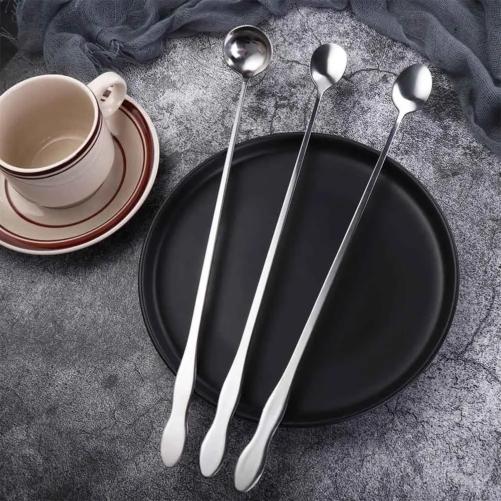 Bar Drinking Bartender Long Handle Stainless Steel Coffee Teaspoon Cocktail Stirring Tool Mixing Stirrers Bar Spoon