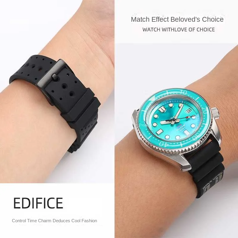Breathable Silicone Rubber Sport Watchband - 20mm / 22mm