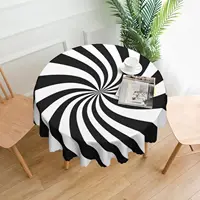 Nappe géométrique à rayures tourbillonnantes amusantes - Housse de table moderne noire et blanche lavable pour les fêtes 4