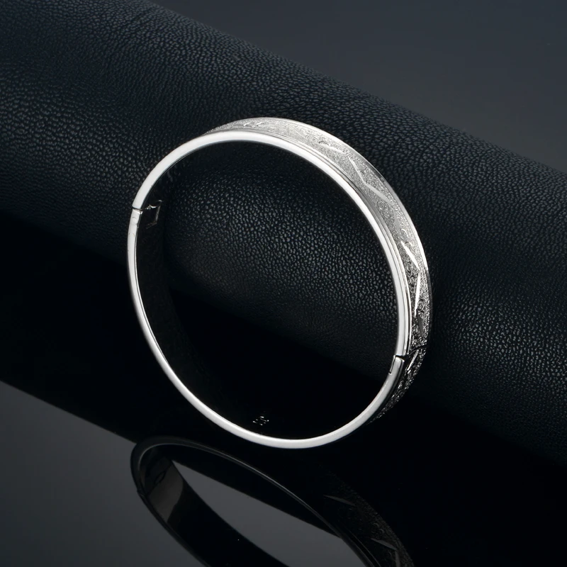 Gold Bangles for Women Chunky Leaf Flower Bangles Bracelets Gold Silver Plated Copper Metal CZ Bracelets Wedding Wristband 4