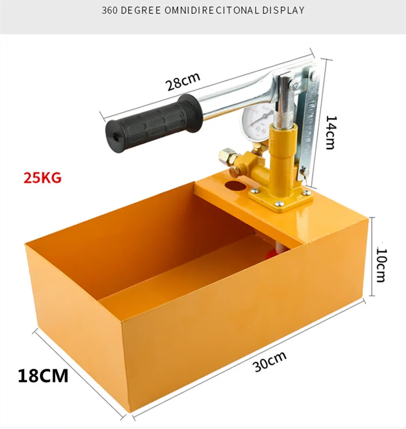 Yeacher – testeur de pression d'eau en aluminium, 2,5mpa, 25KG, pompe de  Test hydraulique manuelle, 