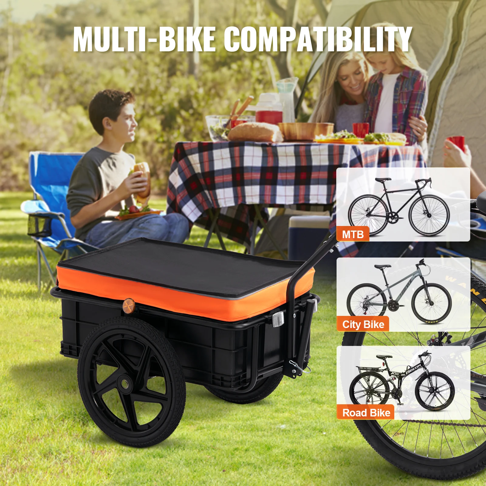 Foldable Bike Cargo Trailer with 16 Wheels for Outdoor Adventures