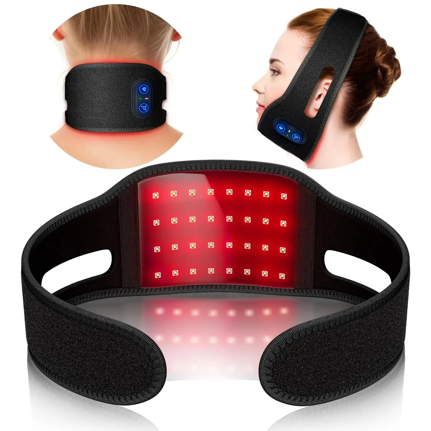 Rechargable Neck Brace V Face Wearable Red Light Therapy Neck Belt