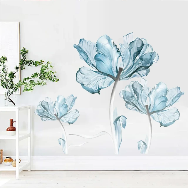 Papel adhesivo floral azul para muebles