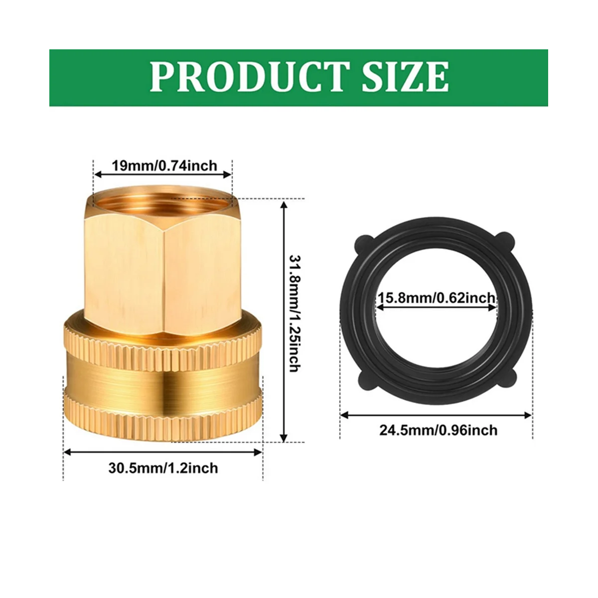 20PCS Garden Hose Fittings Threaded Swivel 3/4 Inch Ght to 1/2 Inch Npt Water Hose Adapter Fitting with Rubber Gasket 2