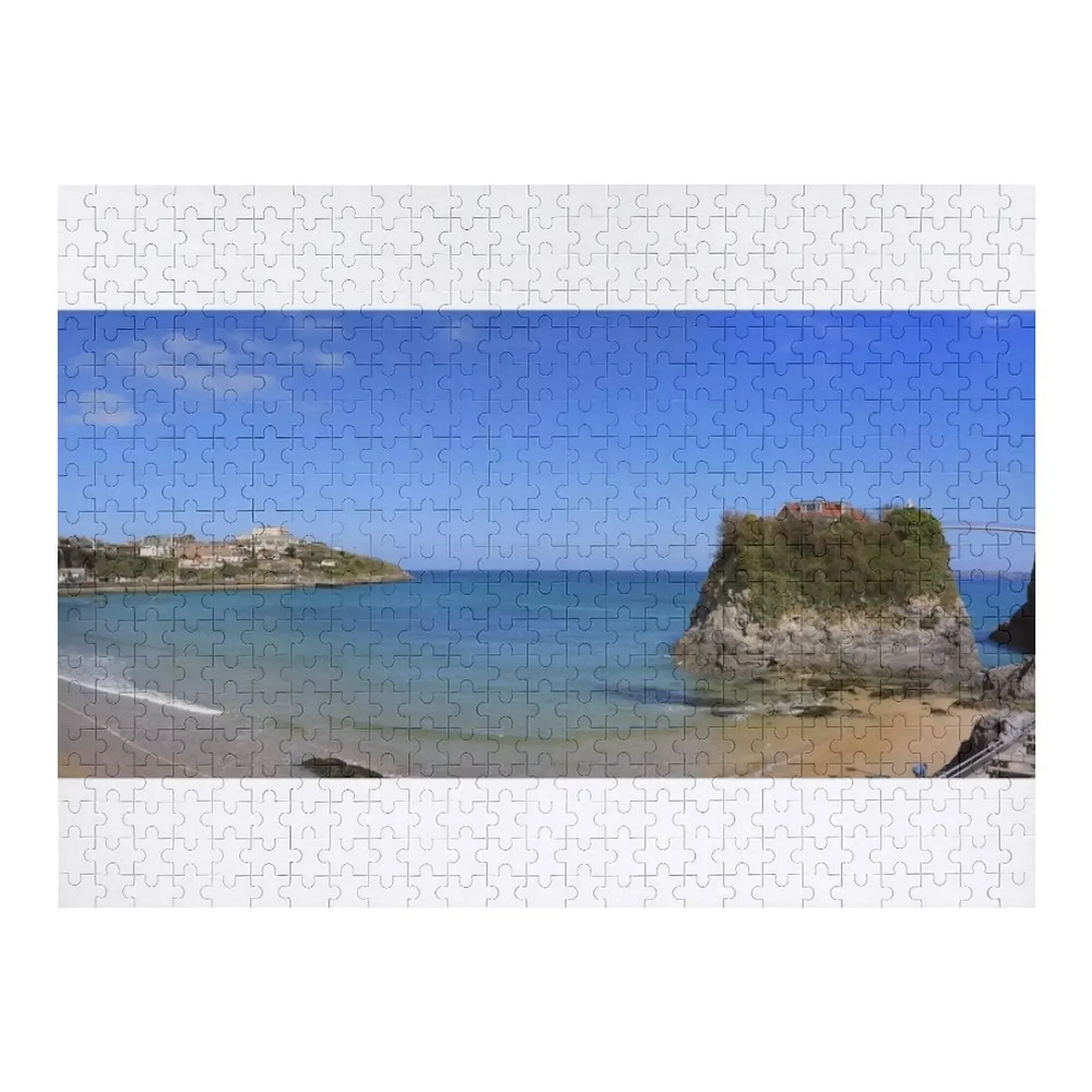 Towan beach, Newquay in the sunshine Jigsaw Puzzle Custom Wooden Name Custom Wood Custom Name Wood Puzzle