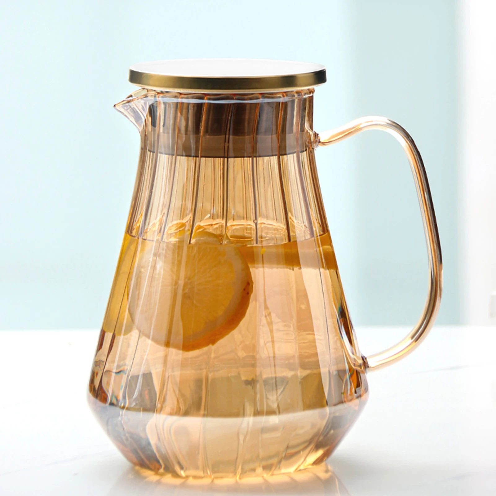 1.2L Glass Jug Multipurpose Large Capacity Portable Water Pitcher glass pitcher cold water jug for Hot Cold Beverage Loose Leaf Office Lemonade Kitchen