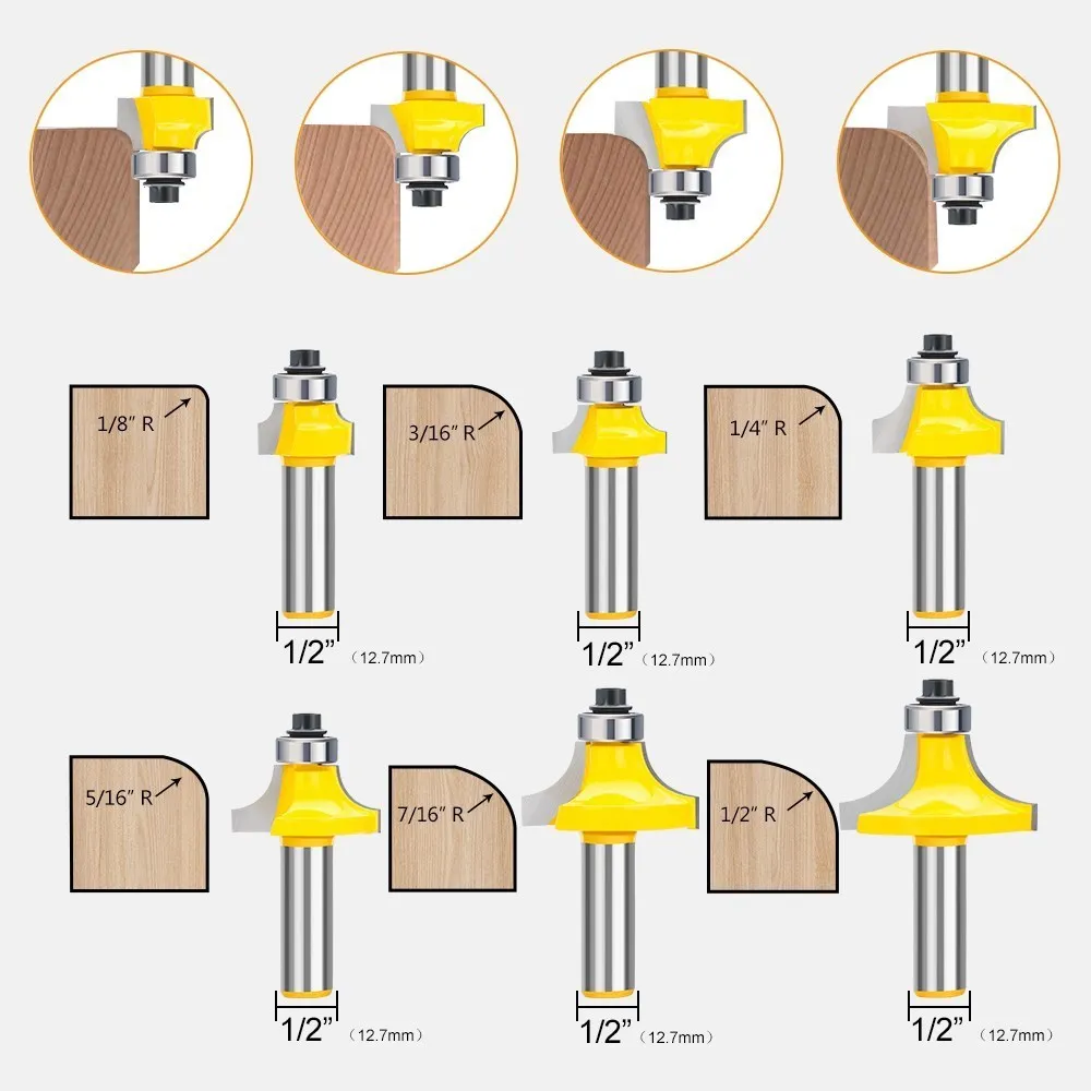 Premium Corner Round Over Edging Router Bit for Woodworking - 1/2 Inch Shank