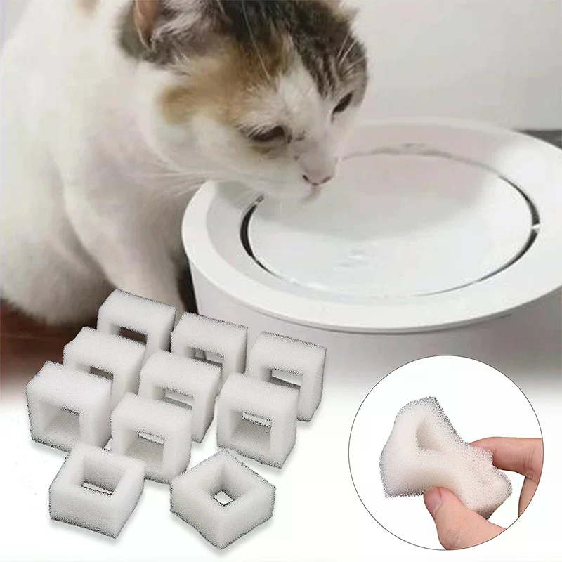 For Fresh & Clean Drinking Water Cat Water Fountain Water Pump Foam Filters Compatible With Square Dispensers Pre-Filtered 10Pcs