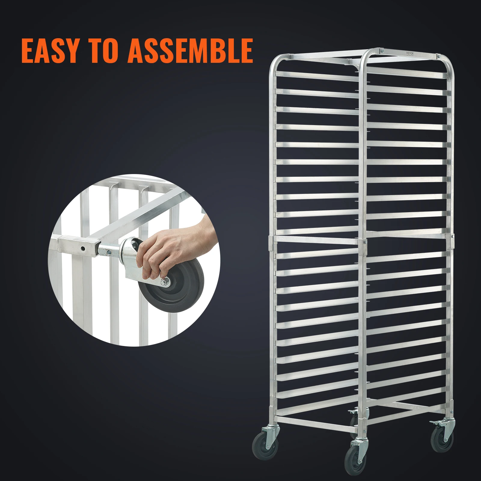 SucceBuy 10/20 Sheet Bun Pan Rack Commercial Bakery Racks with Brake Wheels Aluminum Racking Trolley Storage for Bread Baking 5