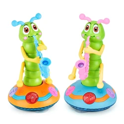 Brinquedo elétrico caterpillar 6 músicas com lanternas led educação precoce brinquedos de desenvolvimento crianças quarto decoração de mesa artesanato
